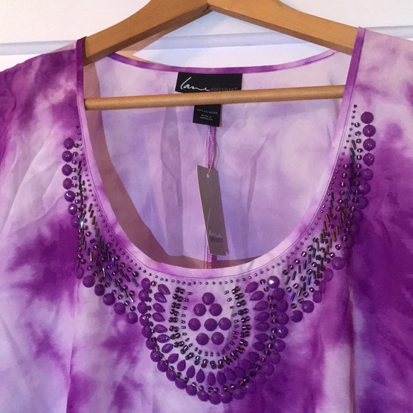 White and purple dress top - Picture 2 of 4